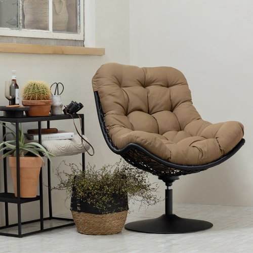 Fauteuil pivotant de jardin noir