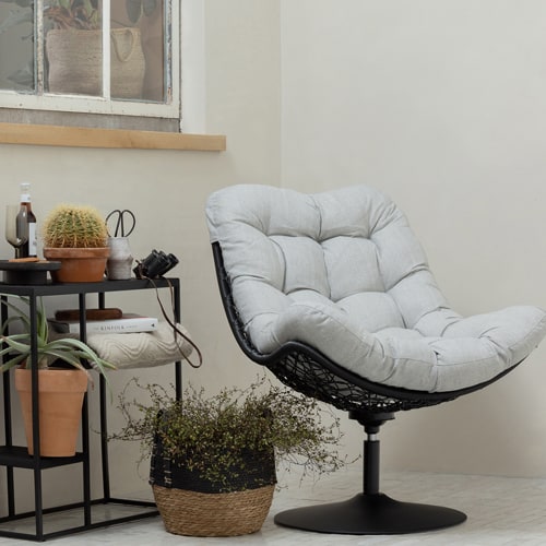 Fauteuil pivotant de jardin noir
