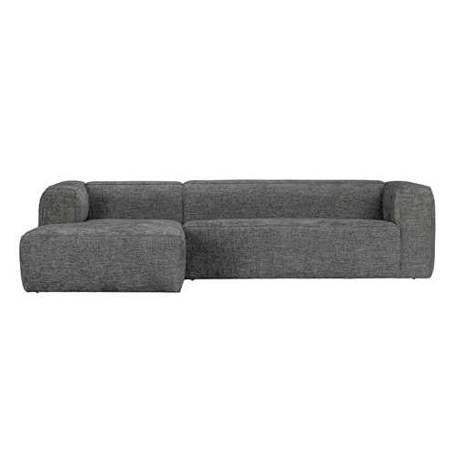 Canapé d'angle à gauche 5 places en tissu chiné gris terrazzo - Bean