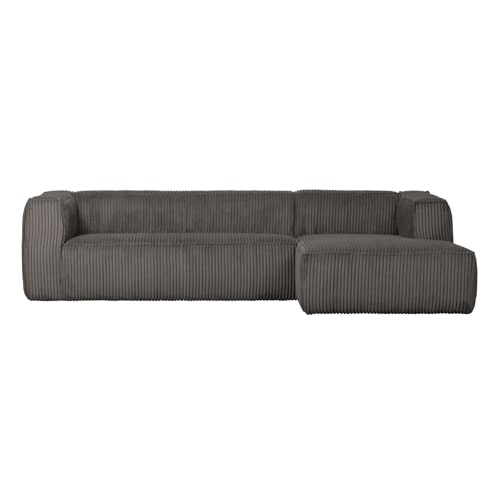 Canapé d'angle à droite 5 places en velours côtelé gris terrazzo - Bean