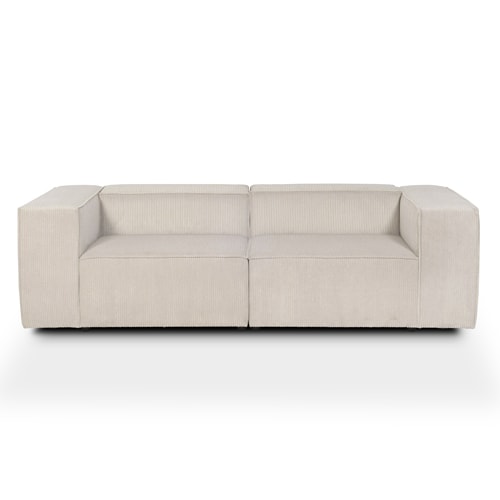 Canapé modulable 3 places en velours côtelé beige - Fabriqué en France - Roma