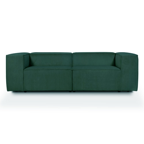 Canapé modulable 3 places en velours côtelé vert - Fabriqué en France- Roma