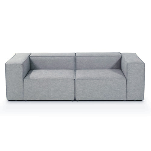 Canapé modulable 3 places en tissu gris - Fabriqué en France - Roma