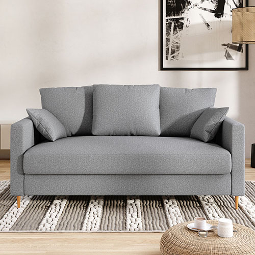 Canapé 3 places en tissu gris - Fabriqué en France - Carla