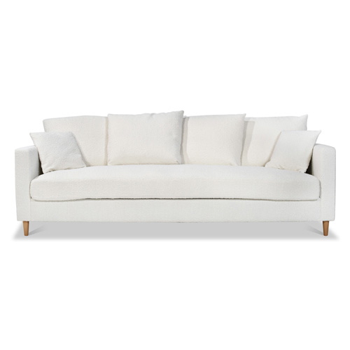 Canapé convertible 4 places en tissu bouclé écru - Fabriqué en France- Carla