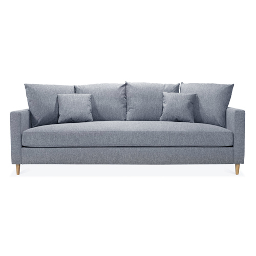 Canapé convertible 4 places en tissu gris chiné - Fabriqué en France - Carla