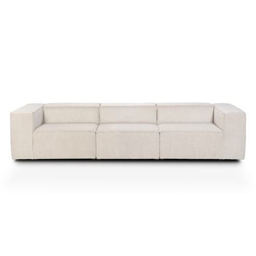 Canapé modulable 4 places en velours côtelé beige - Fabriqué en France- Roma
