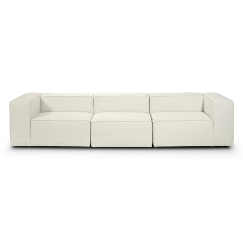 Canapé modulable 4 places en tissu bouclé écru - Fabriqué en France - Roma