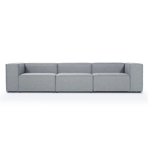 Canapé modulable 4 places en tissu gris - Fabriqué en France - Roma