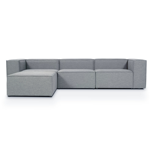 Canapé d'angle modulable 5 places en tissu gris - Roma