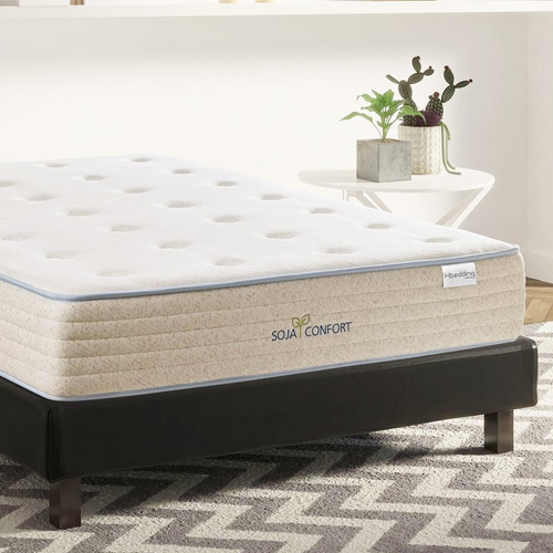Ensemble Matelas mémoire de forme 180x200 + sommier + couette + 2 oreillers- Confort Soja