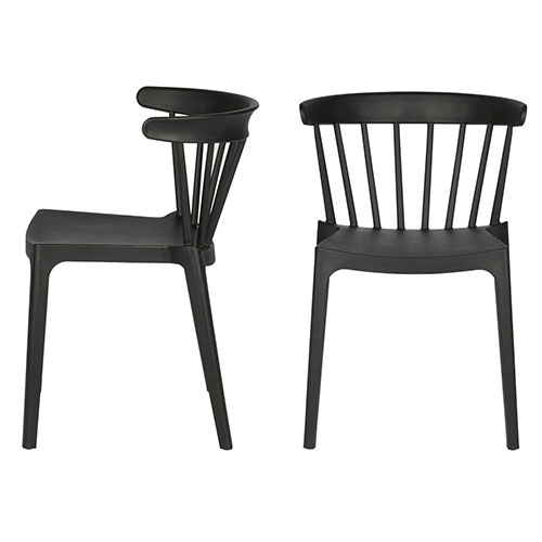 Lot de 2 chaises de jardin en résine noir - Bliss