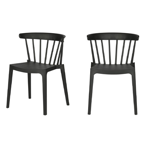 Lot de 2 chaises de jardin en résine noir - Bliss