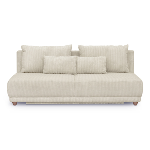 Canapé convertible 3 places avec coffre de rangement en velours côtelé beige - Elia