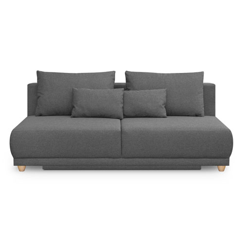 Canapé convertible 3 places avec coffre de rangement en tissu gris - Elia