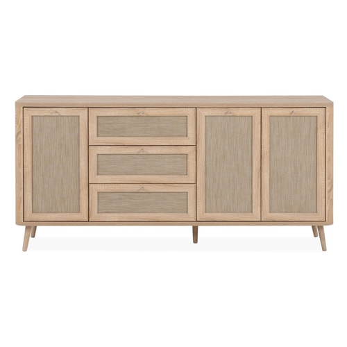 Buffet cannage et effet bois naturel 175 cm - Padang