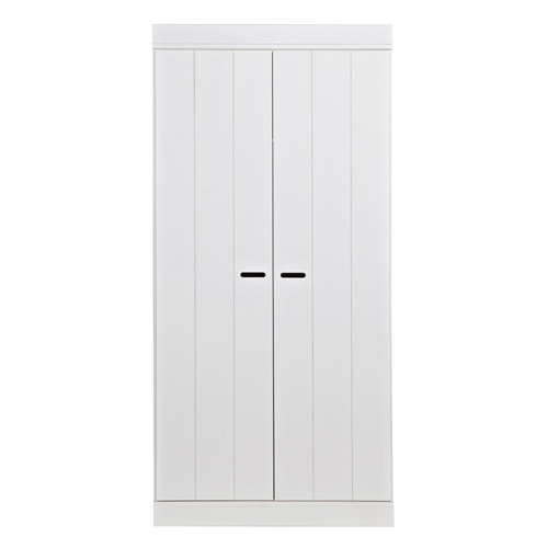 Armoire 2 portes en pin massif blanc - Connect