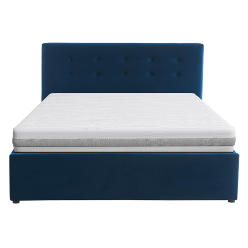 Ensemble lit coffre Tina en velours foncé 140x190cm + Matelas mousse Clean Confort 19cm