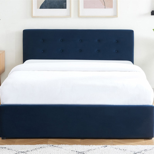 Ensemble lit coffre Tina en velours foncé 140x190cm + Matelas mousse Clean Confort 19cm