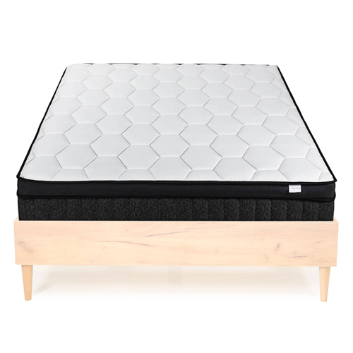 Ensemble lit Paco effet chêne 160x200 + Matelas à mémoire de forme Mémo Royal 28 cm