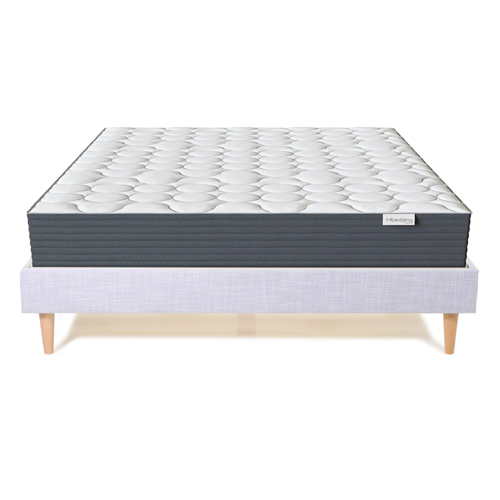 Ensemble Lit Dina en tissu gris clair 140x190 cm +Matelas à ressorts ensachés Spring Plus 22 cm