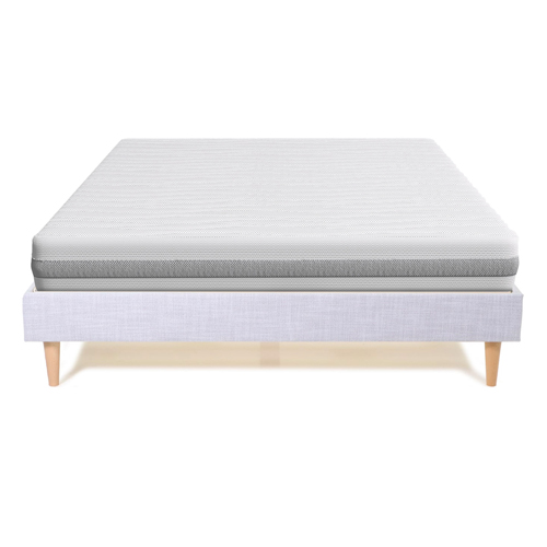 Ensemble Lit Dina en tissu gris clair 140x190 cm +Matelas mousse Clean Confort 19 cm