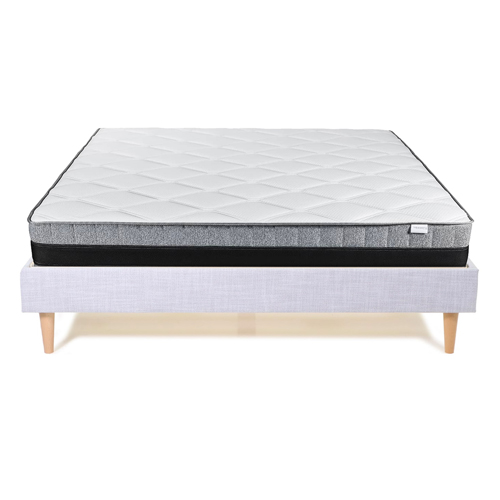 Ensemble Lit Dina en tissu gris clair 160x200 cm + Matelas à mémoire de forme Mémo luxe 25 cm