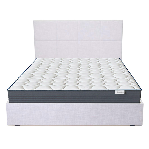 Ensemble Lit Emy en tissu gris clair 160x200 + Matelas à mémoire de forme Mémo HR 22cm