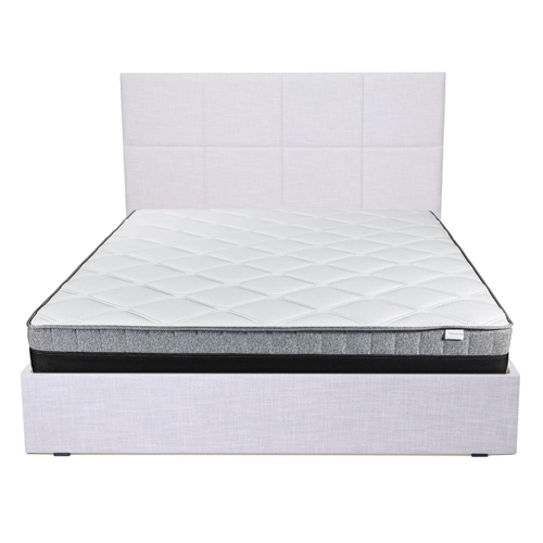 Ensemble Lit Emy en tissu gris clair 160x200 + Matelas à mémoire de forme Mémo luxe 25 cm