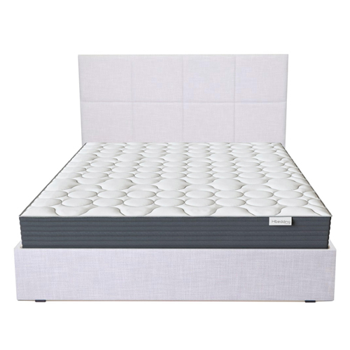 Ensemble Lit Emy en tissu gris clair 140x190 + Matelas à ressorts ensachés Spring Plus 22 cm