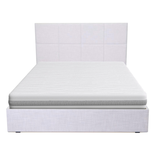Ensemble Lit Emy en tissu gris clair 140x190 + Matelas mousse Clean Confort 19 cm