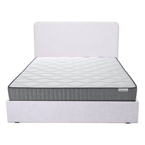 Lit Enzo 160x200 en tissu gris clair + Matelas à mémoire de forme Ergo Royal 21cm