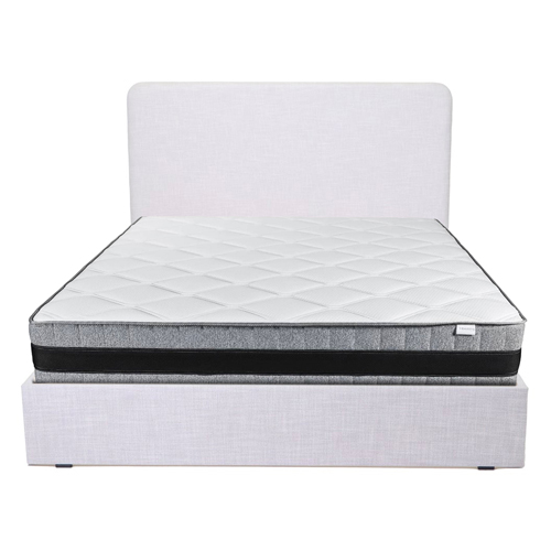 Lit Enzo 160x200 en tissu gris clair + Matelas à mémoire de forme Mémo luxe 25 cm