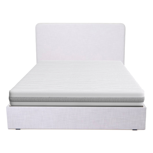 Lit Enzo 140x190 en tissu gris clair + Matelas mousse Clean Confort 19 cm