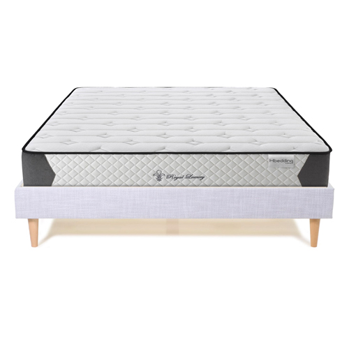 Ensemble Lit Dina en tissu gris clair 180x200 cm + Matelas à mémoire de forme Royal Luxury 22 cm