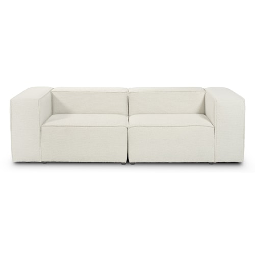 Canapé modulable 3 places en tissu bouclé écru - Fabriqué en France - Roma
