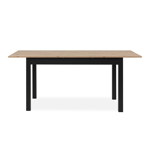 Table à manger extensible 140/180 cm effet chêne, piètement noir - Santa