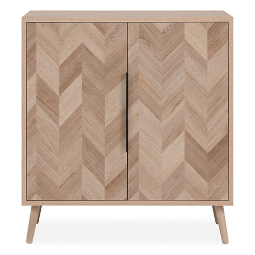 Buffet 2 portes effet chêne à chevrons 80 cm - Léa