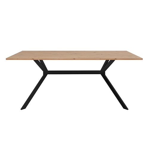 Table à manger effet chêne clair, piétement noir 180 cm - Velia