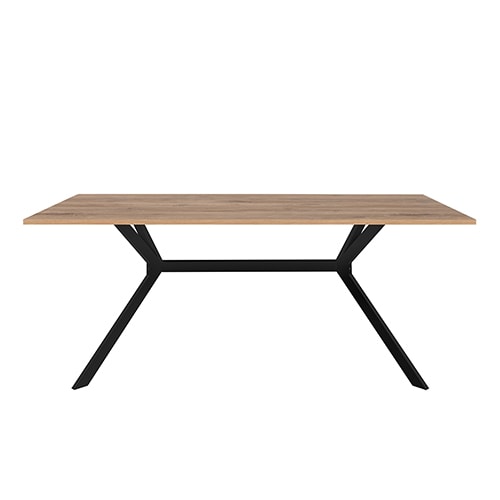 Table à manger effet chêne foncé, piétement noir 180 cm - Velia