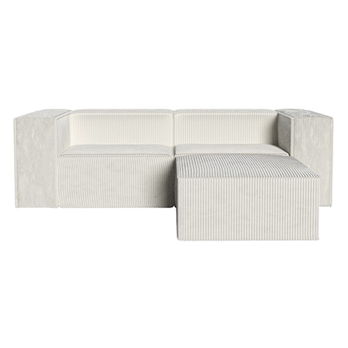Canapé modulable 3 places avec pouf en velours côtelé beige - Roma - Fabriqué en France