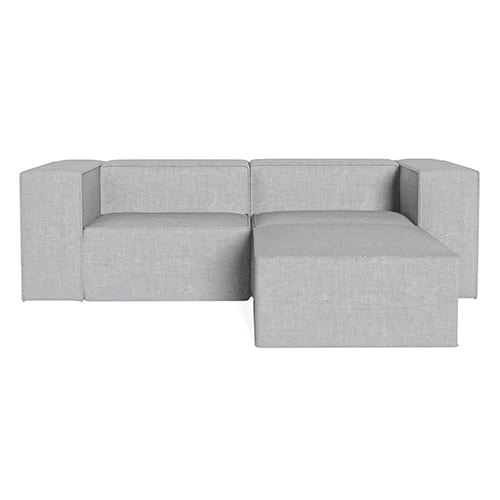 Canapé modulable 3 places avec pouf en tissu gris - Roma - Fabriqué en France