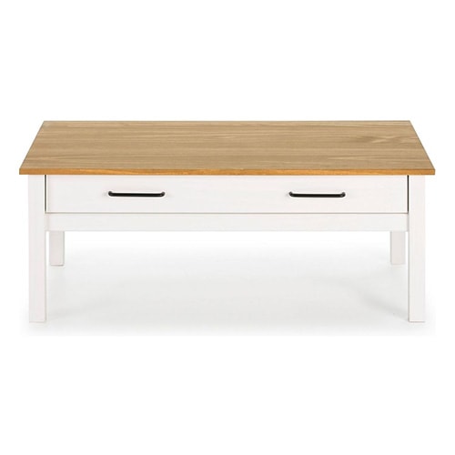 Table basse 1 tiroir effet bois ciré / blanc 100 cm - Ida