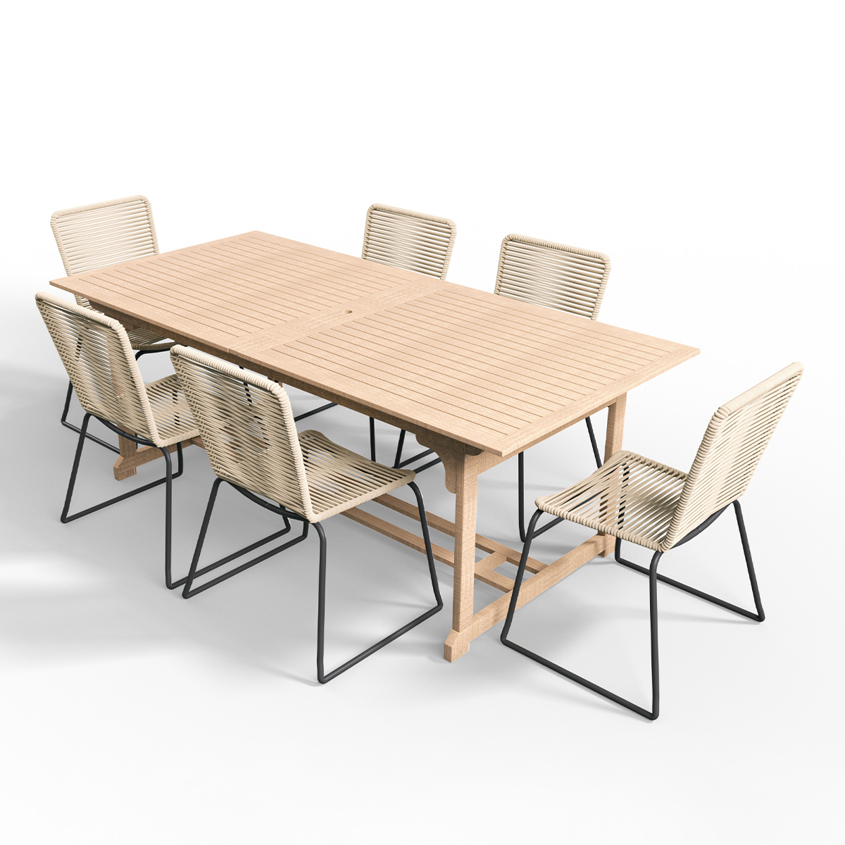 Ensemble table de jardin extensible 6 à 12 personnes 200/300 cm Mykonos + 12 chaises Erin