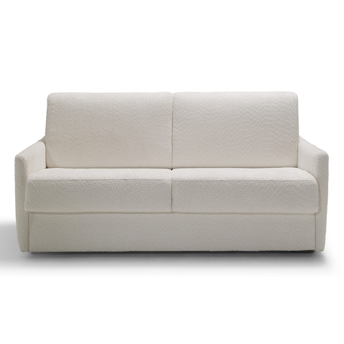 Canapé convertible 3 places en tissu bouclé écru - Ouverture express - Couchage quotidien - Matelas HD 140x190 - Sienne