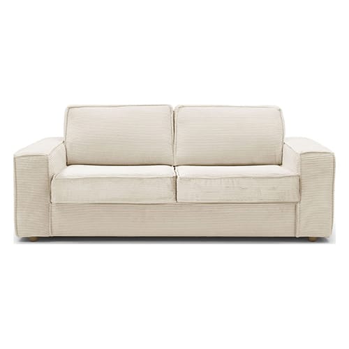 Canapé convertible 3 places en velours côtelé beige - Ouverture express - Couchage quotidien - Matelas HD 140 x 190 - Dario