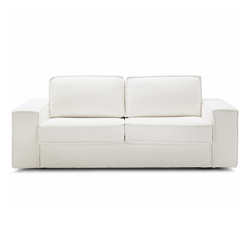 Canapé convertible 3 places en tissu bouclé écru - Ouverture express - Couchage quotidien - Matelas HD 140 x 190 - Dario