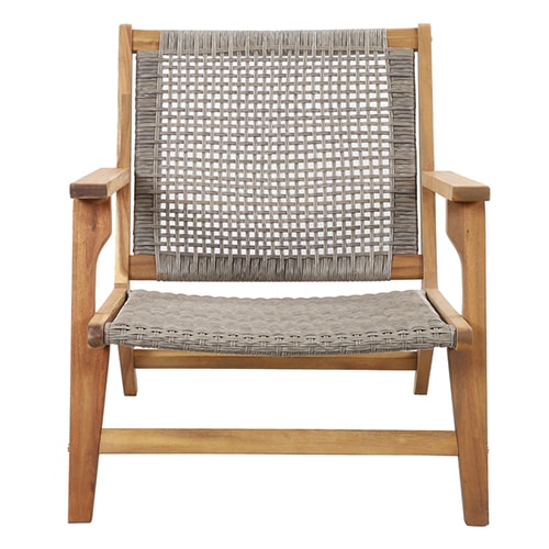 Fauteuil de jardin en bois d'acacia et résine tressée coloris naturel - Acapulco