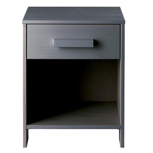 Table de chevet en pin, gris anthracite - Dennis