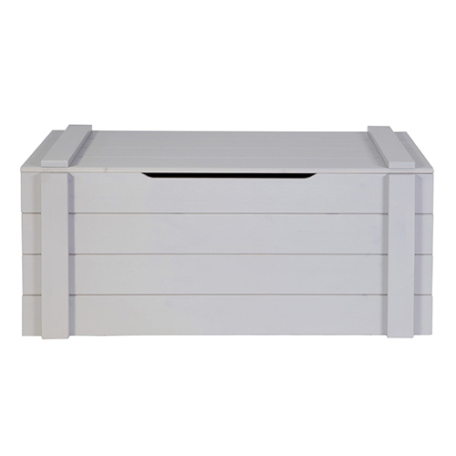 Coffre de rangement en pin massif béton gris - Dennis